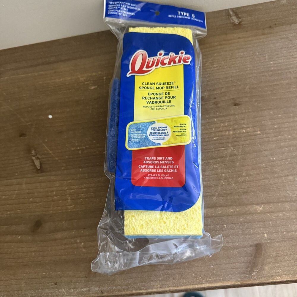 Quickie Clean Squeeze Sponge Mop Refill Type S - Fits Quickie Mop #045